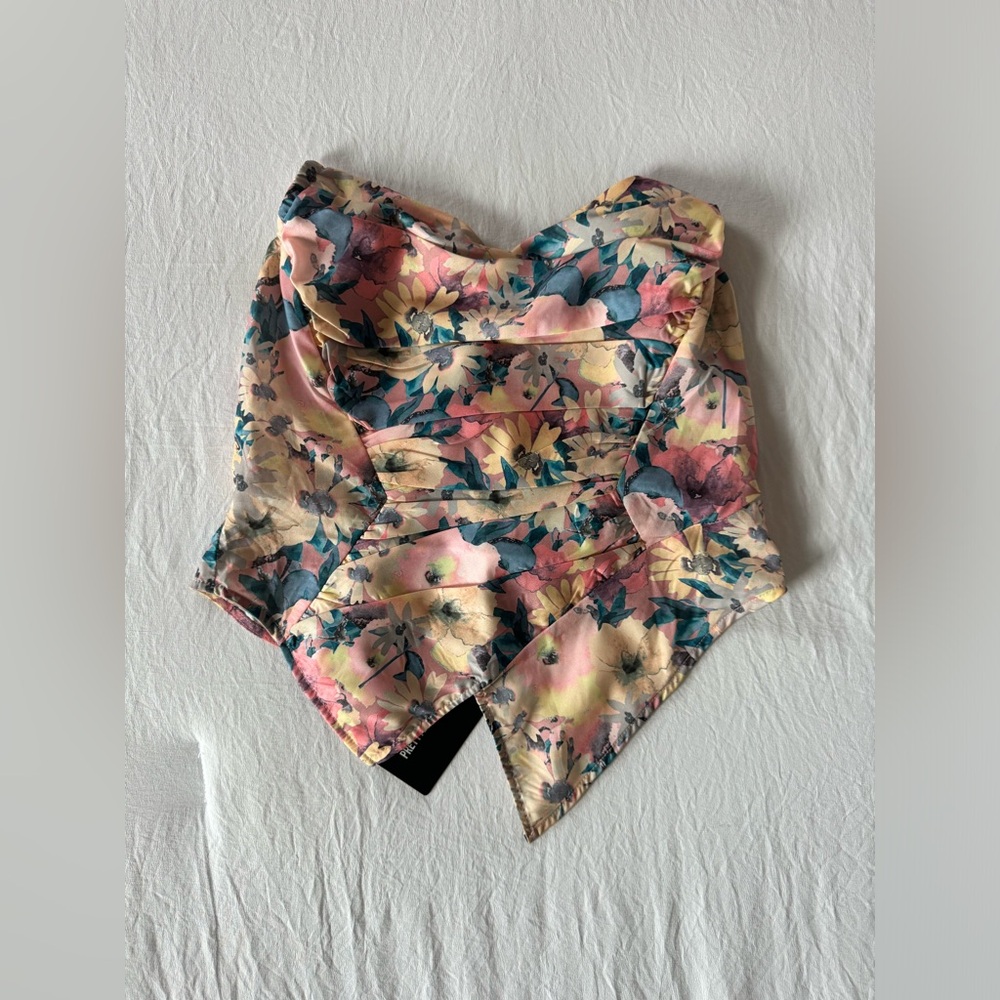 Pretty little thing floral asymmetric corset top